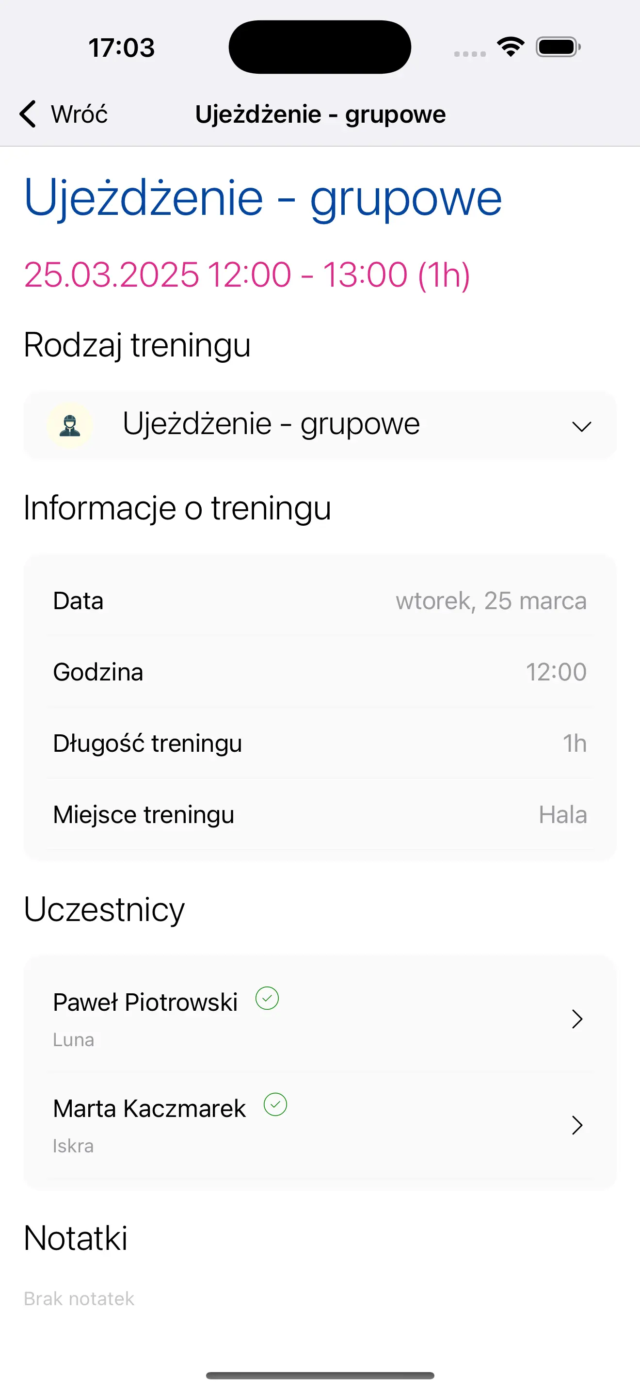 Treningi grupowe i planowane sesje