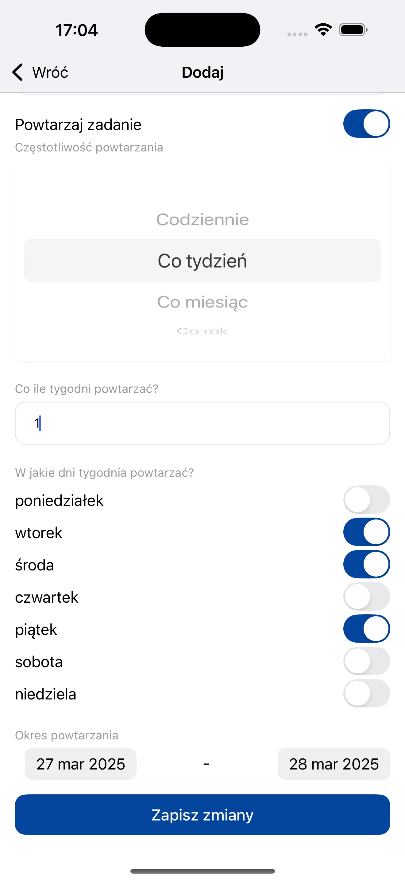 Treningi i zadania cykliczne